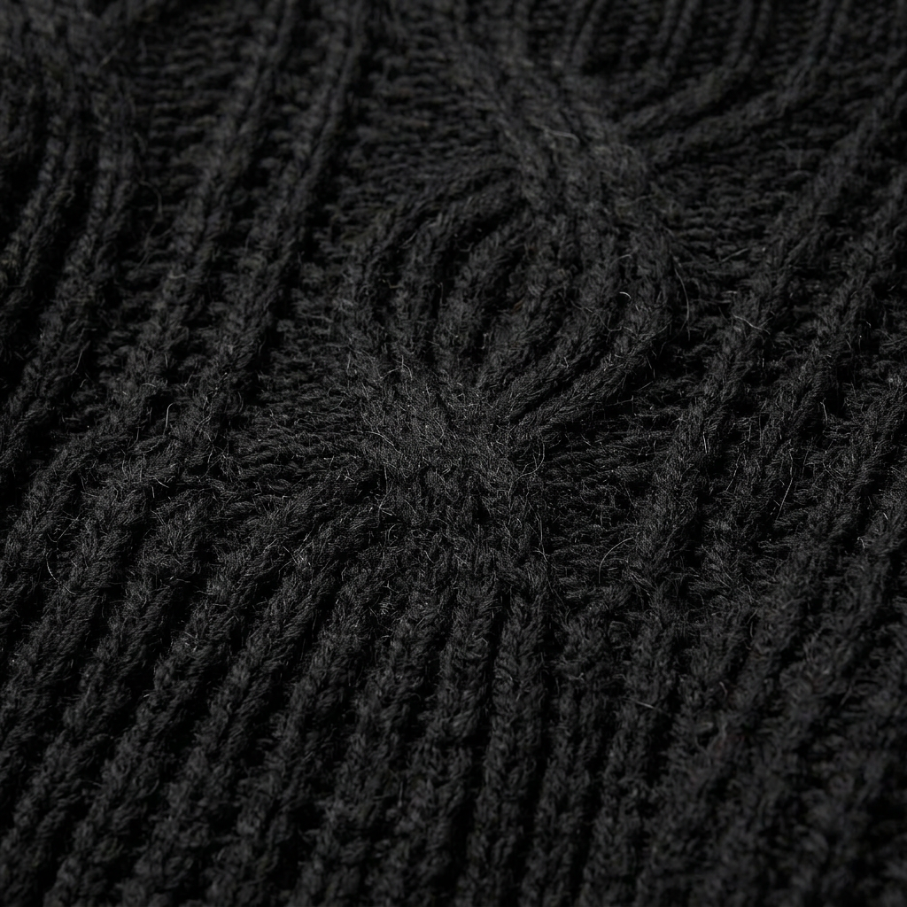 Women’s Sweater High Neckline Braided Cable Knit Pattern