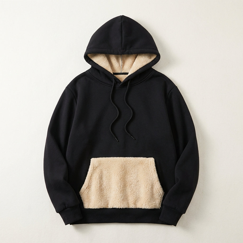 Women’s Sweater Hoodie Contrast Faux Shearling Lining Style