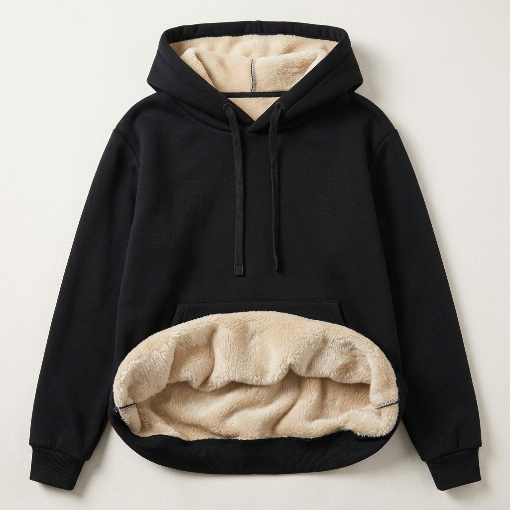 Women’s Sweater Hoodie Contrast Faux Shearling Lining Style