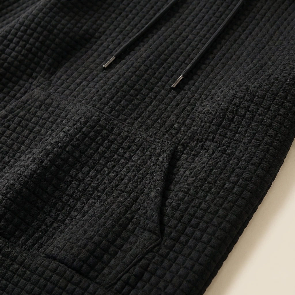 Women’s Sweater Hoodie Raised Square Check Pattern Style