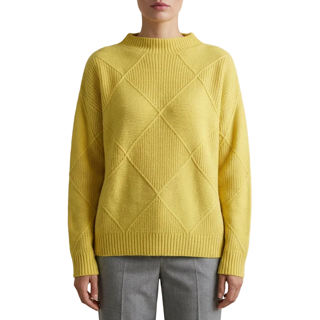 Women’s Sweater Mock Neck Argyle Pattern