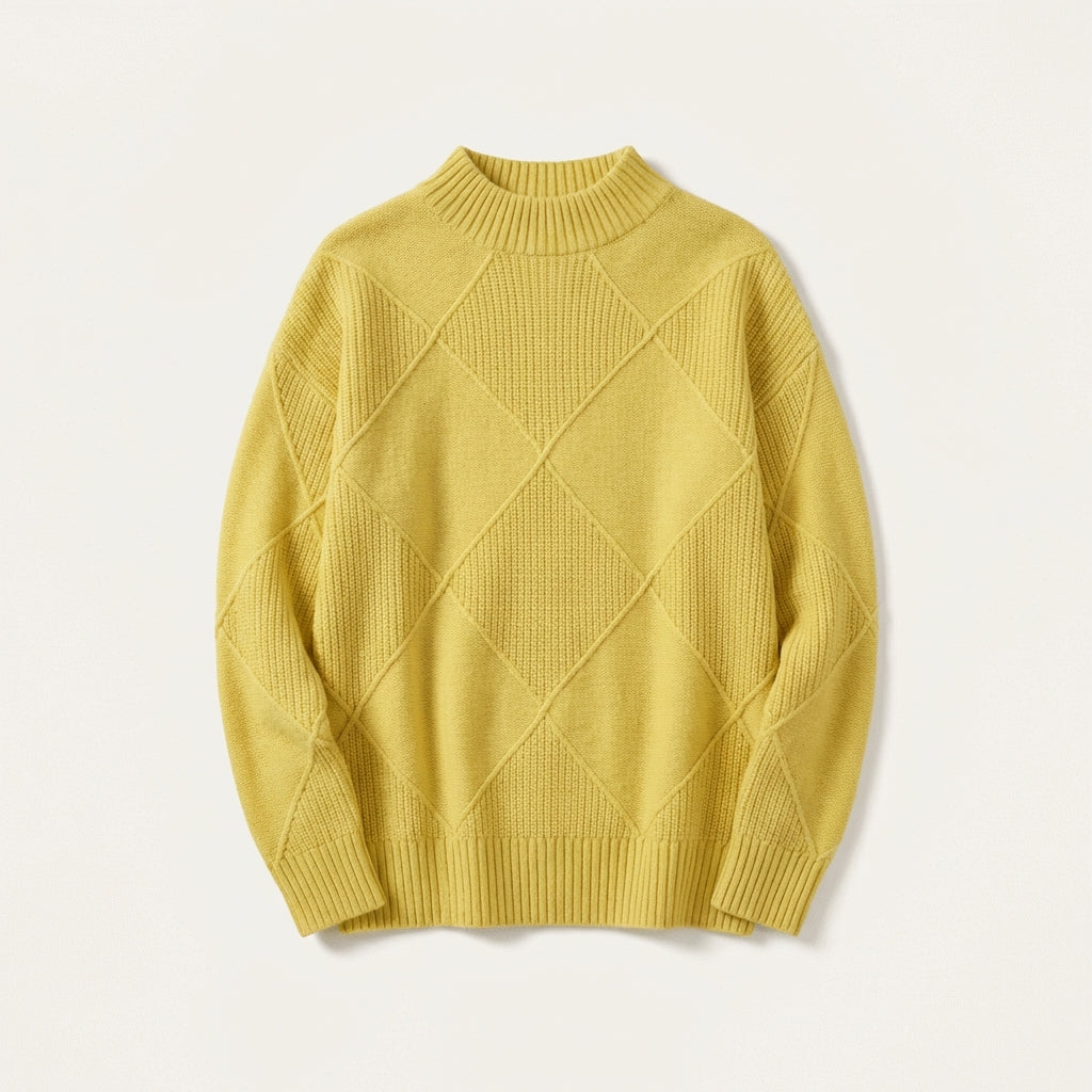 Women’s Sweater Mock Neck Argyle Pattern