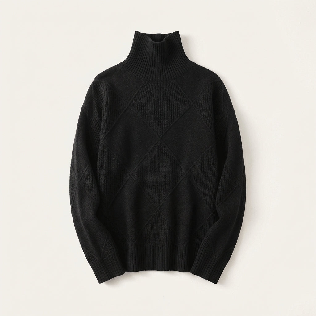 Women’s Sweater Mock Neck Argyle Pattern