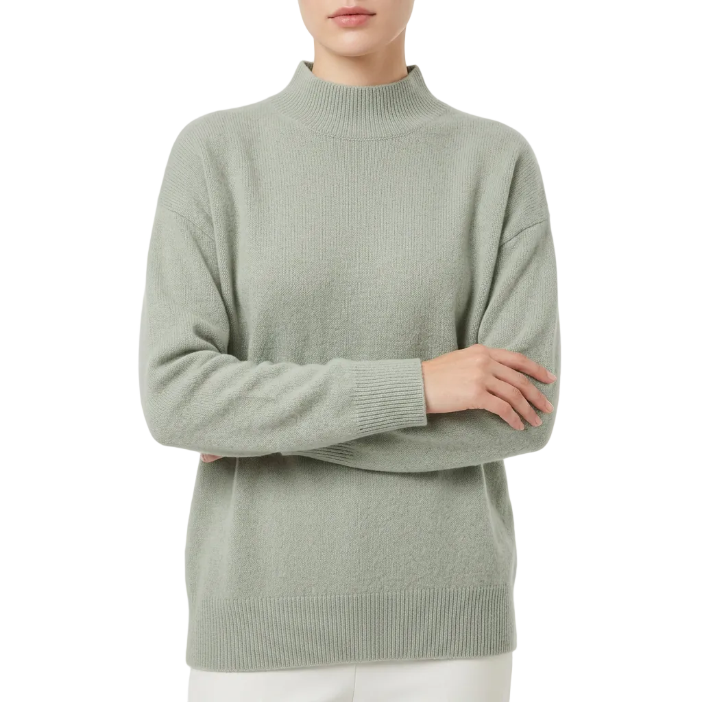 Women’s Sweater Mock Turtleneck Dropped Shoulder