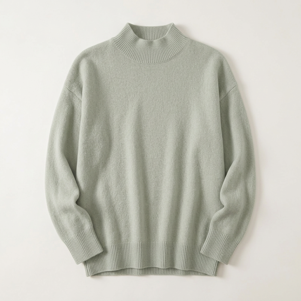 Women’s Sweater Mock Turtleneck Dropped Shoulder