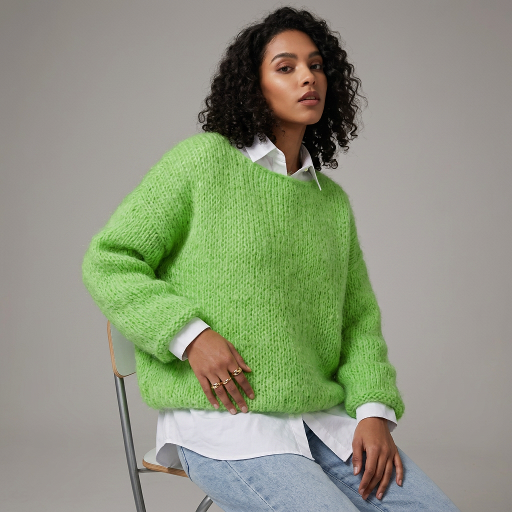 Women’s Sweater Wide Round Neck Slouchy Batwing Sleeves