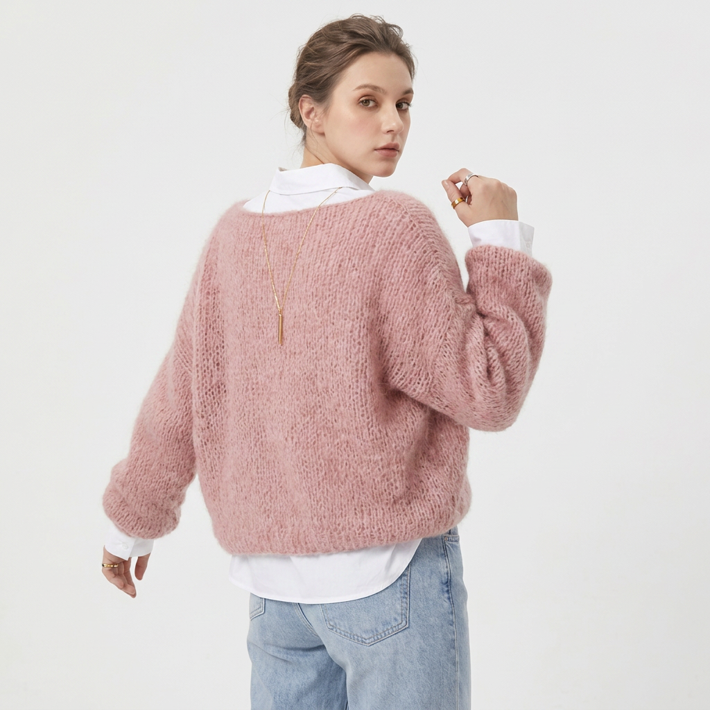 Women’s Sweater Wide Round Neck Slouchy Batwing Sleeves