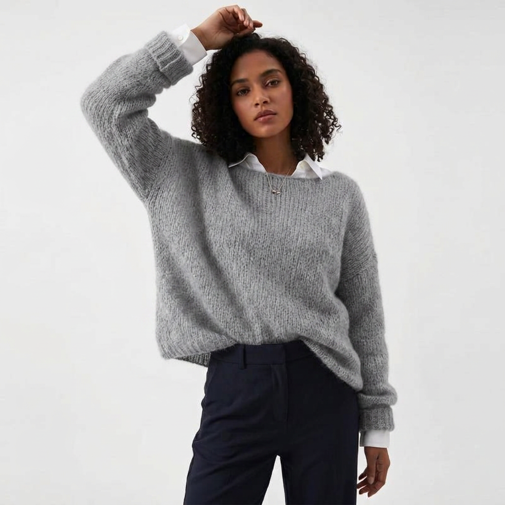 Women’s Sweater Wide Round Neck Slouchy Batwing Sleeves