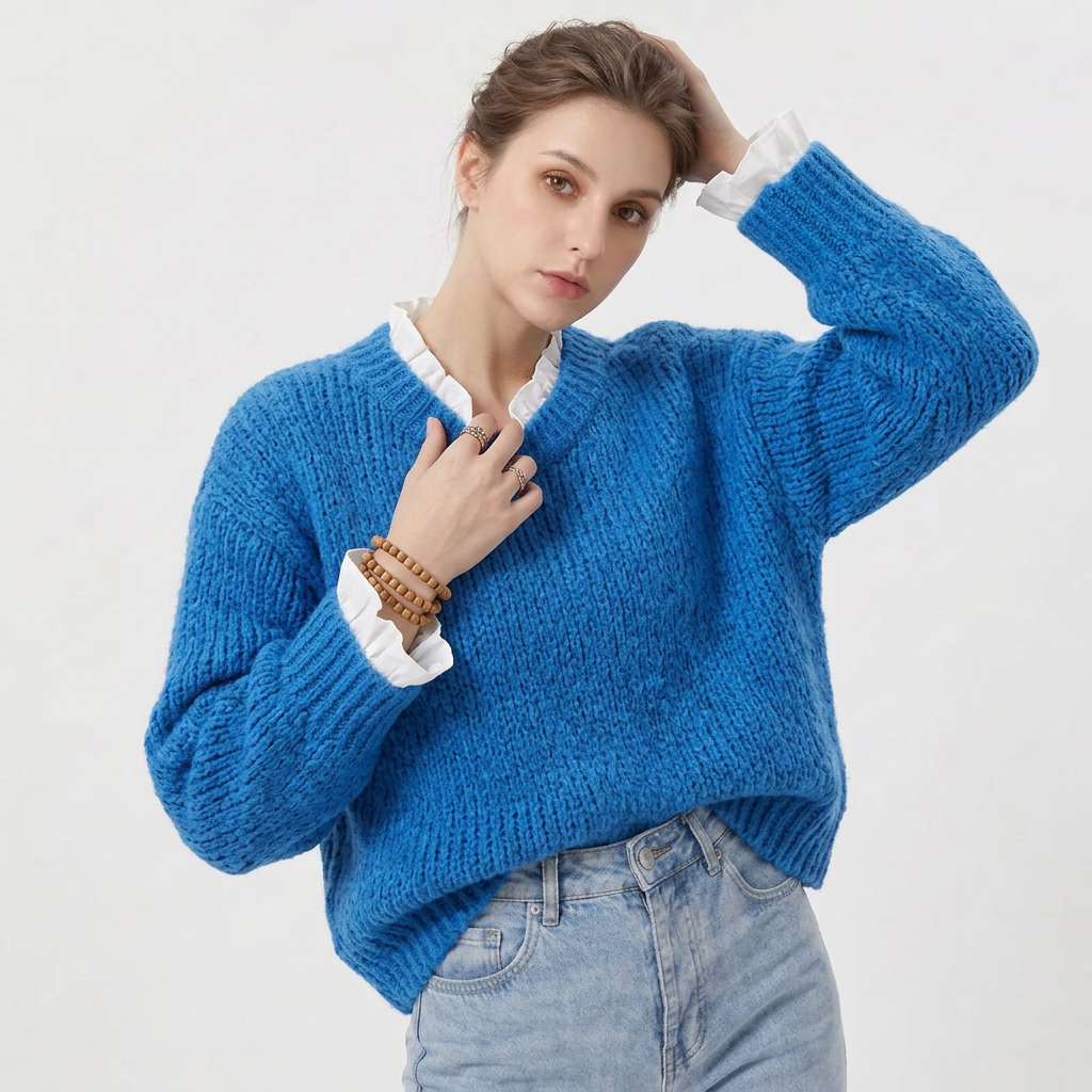 Women’s Sweater Wide Round Neck Slouchy Batwing Sleeves