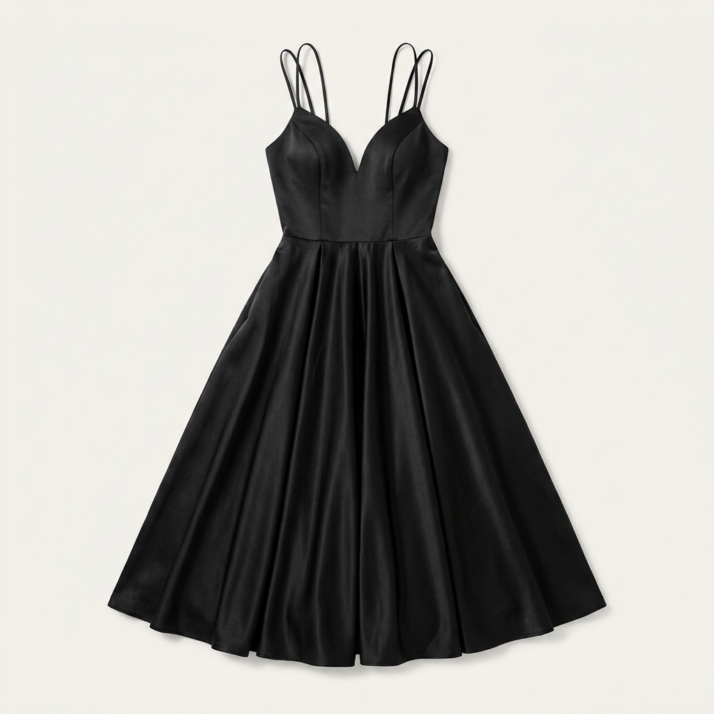 Women's V-Neck Double Strap Pleated Midi Dress