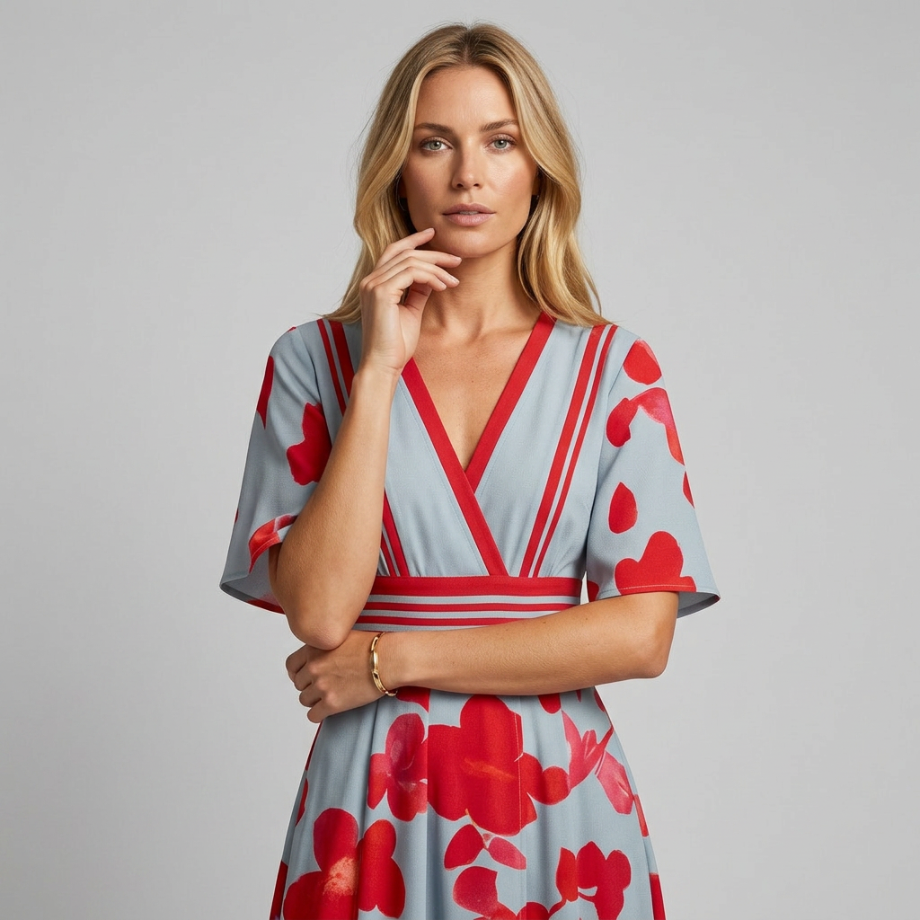 Women's V-Neck Floral Print Maxi Dress