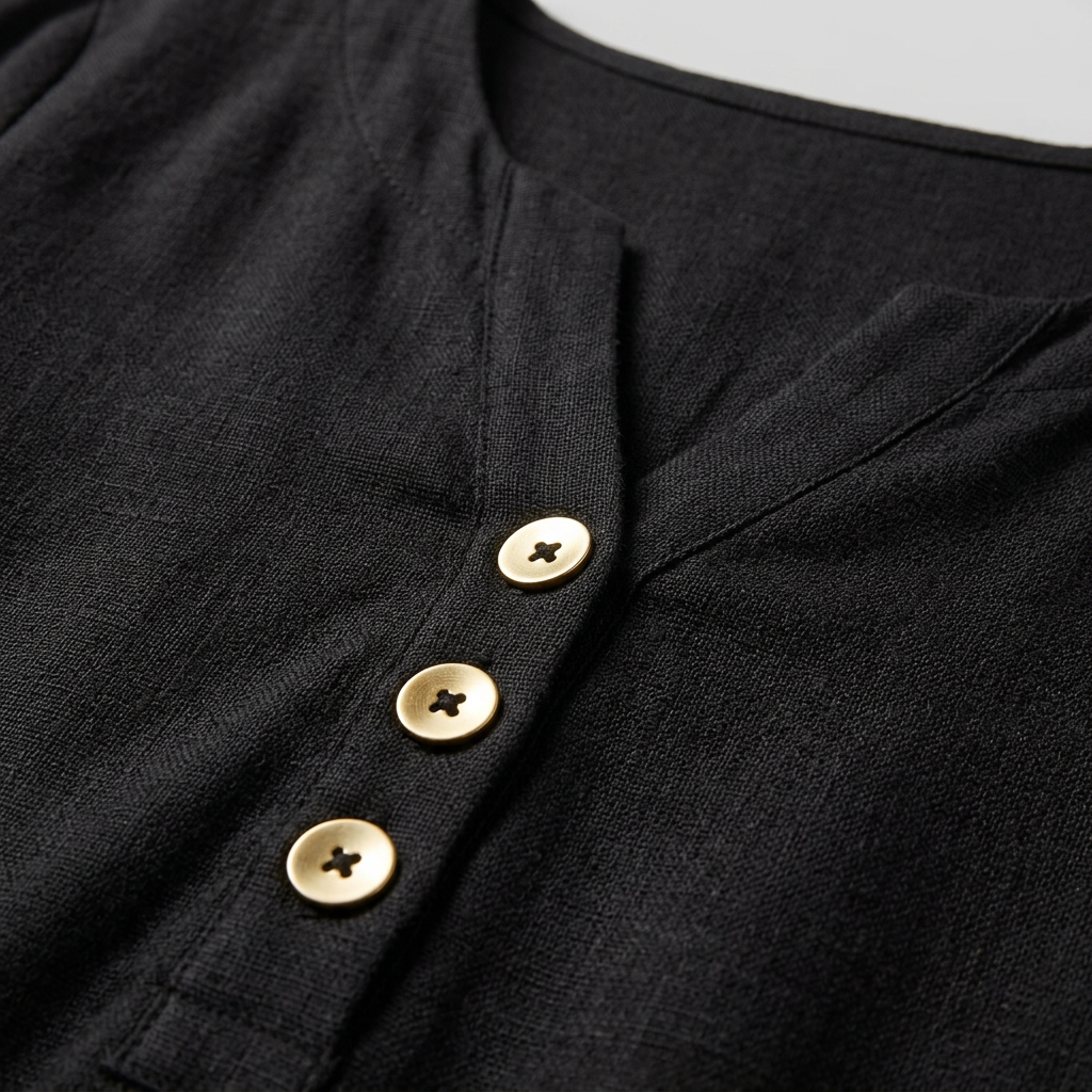 Women's V-Neck Maxi Dress with Button Placket