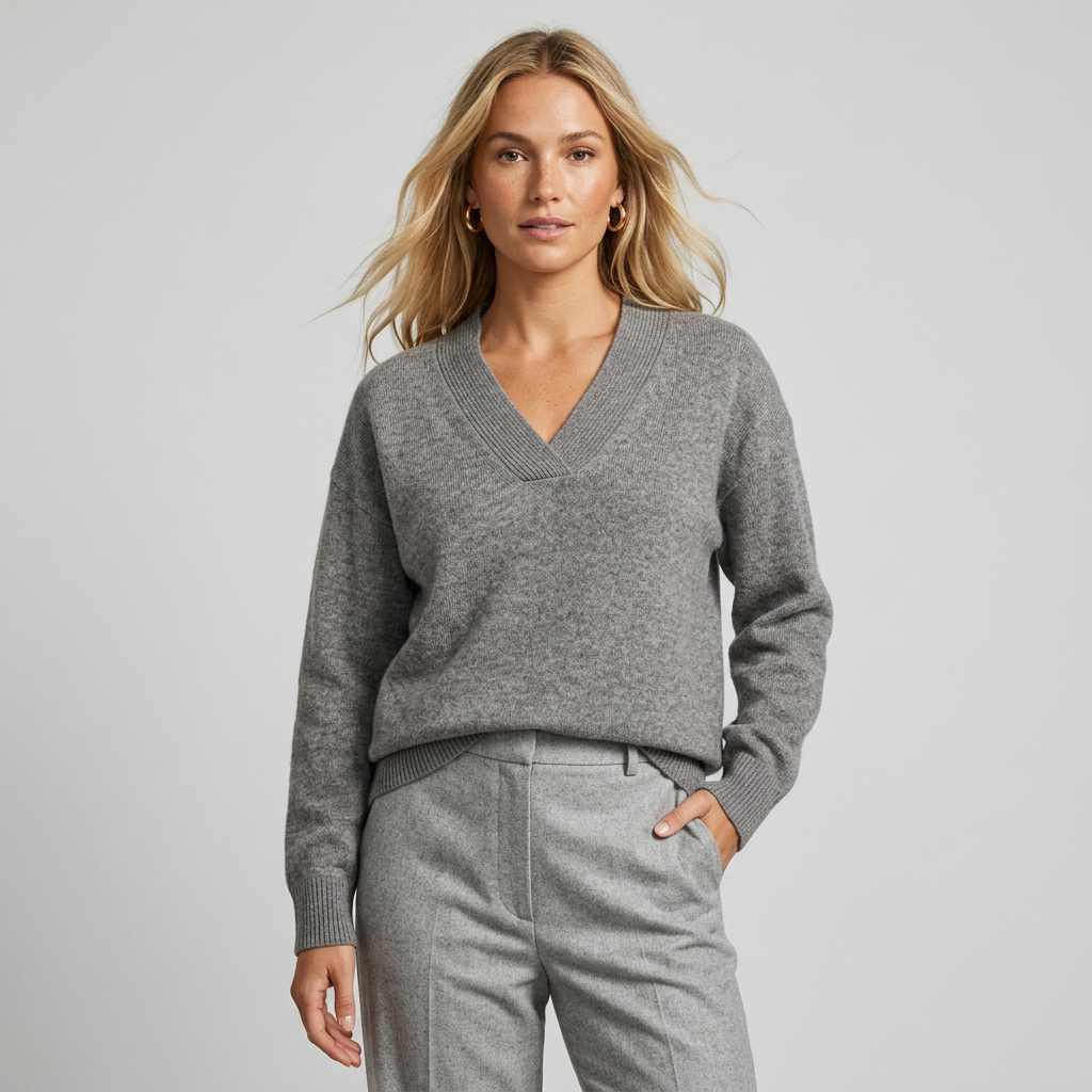Women's V Neck Knit Pullover Sweater