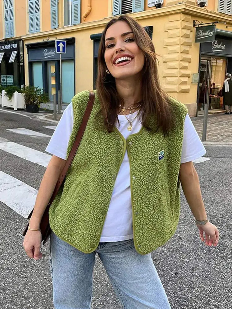 Casual fleece vest for women 1