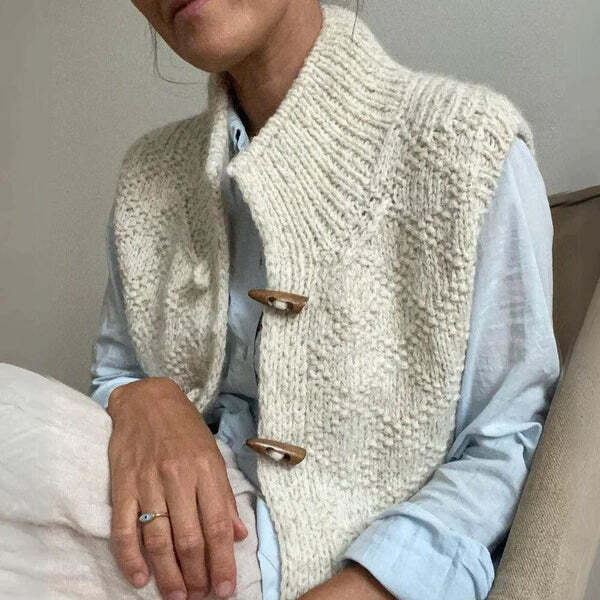 Cozy Knit Button-Front Sweater Vest 2