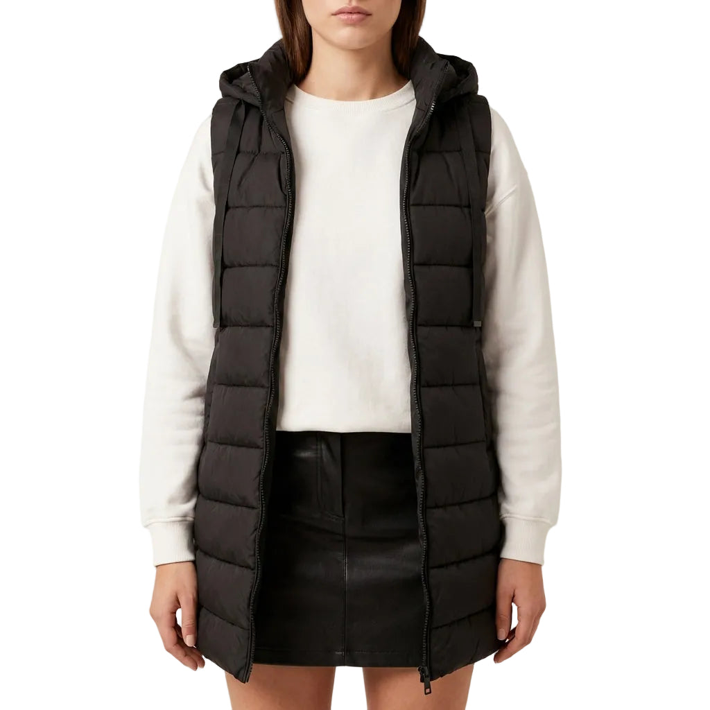 Women’s Vest Sleeveless Long Outerwear with Adjustable Drawcords