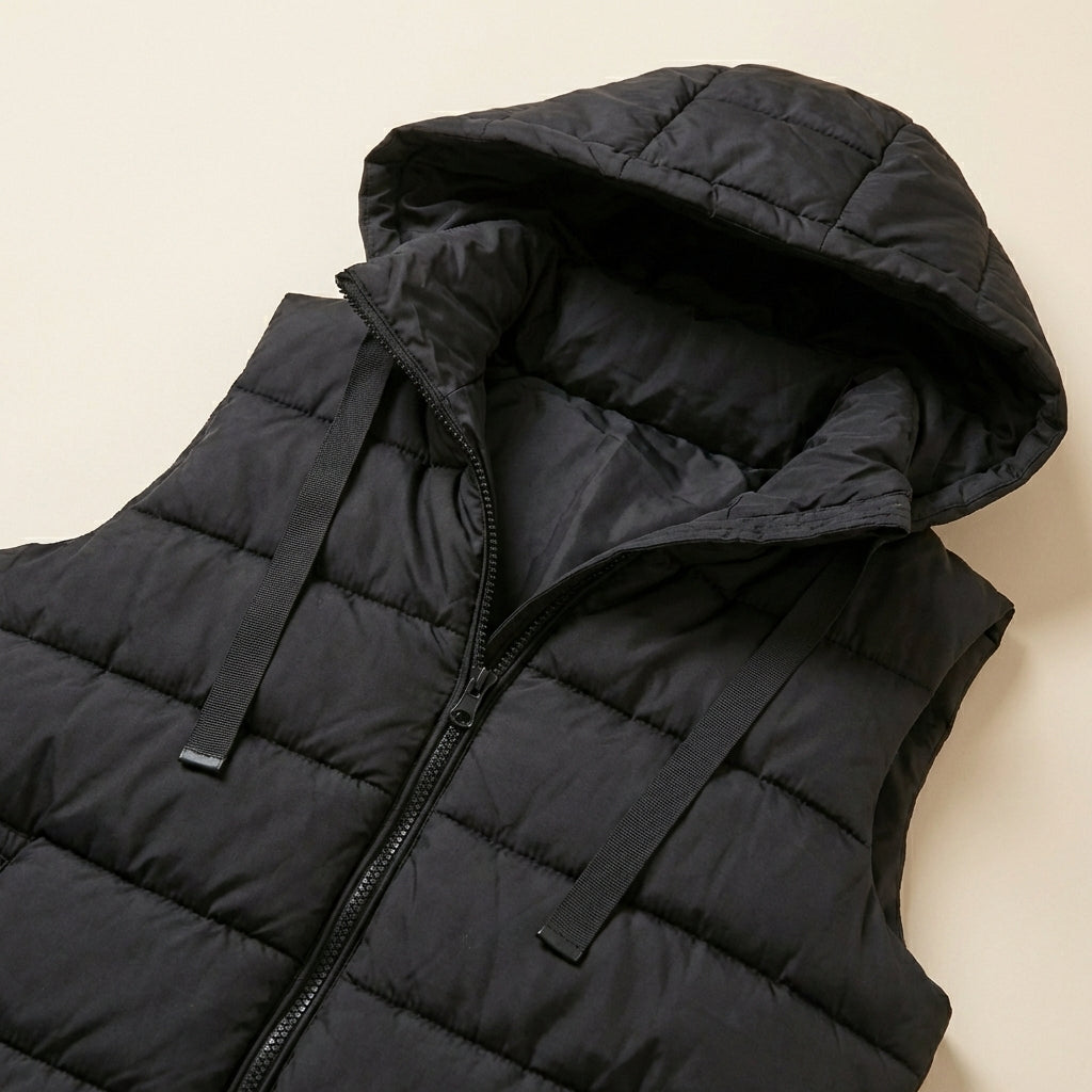 Women’s Vest Sleeveless Long Outerwear with Adjustable Drawcords