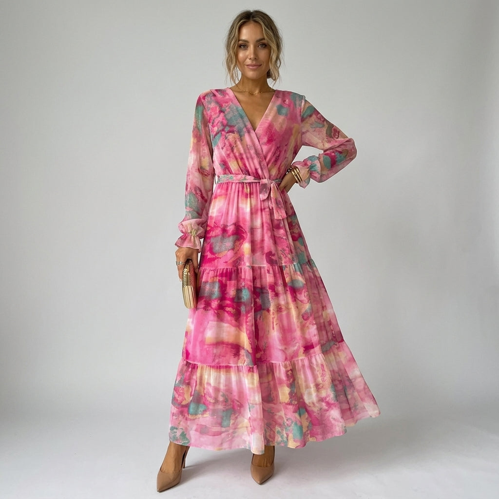 Damen-Wickelkleid – Blumenmuster