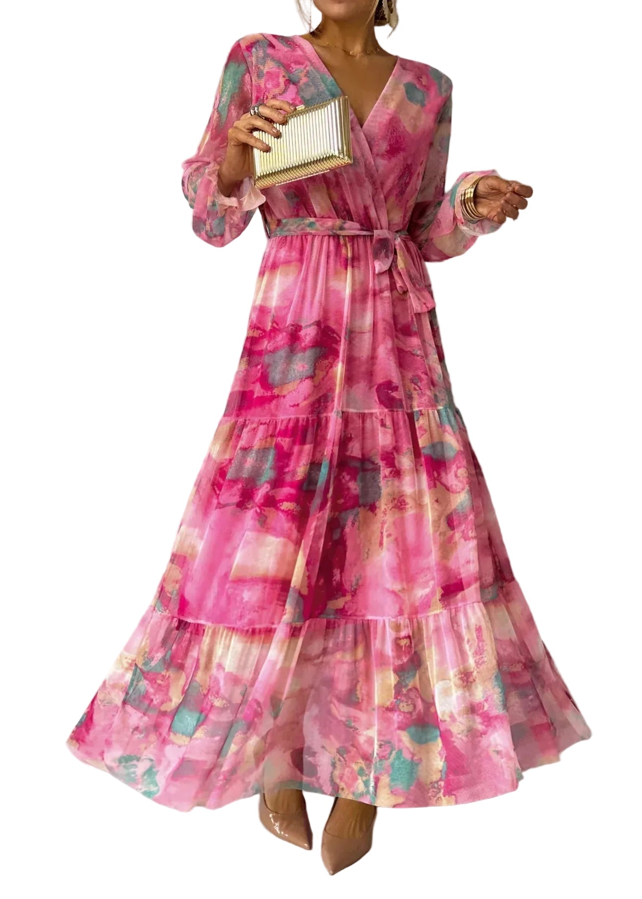 Damen-Wickelkleid – Blumenmuster