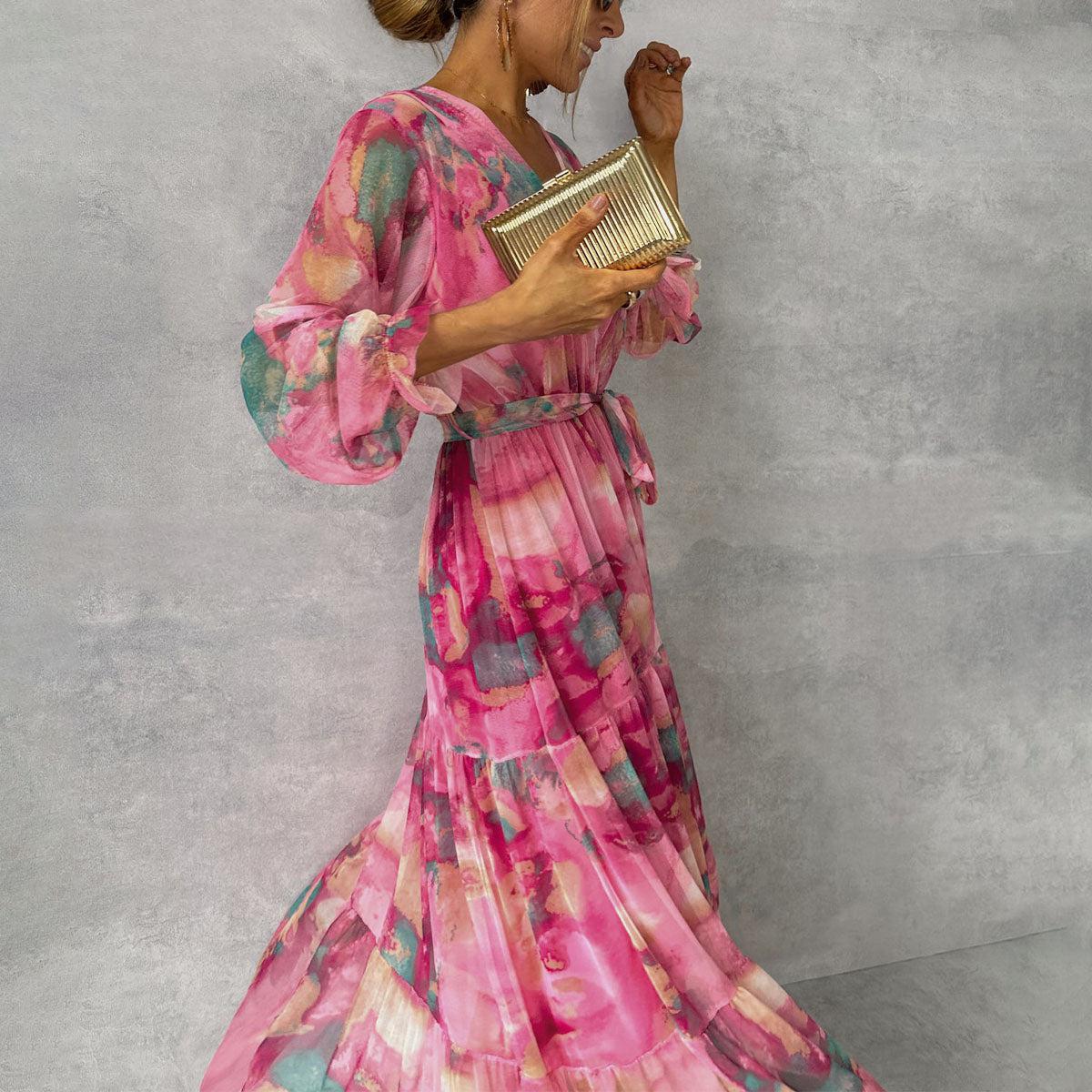 Damen-Wickelkleid – Blumenmuster