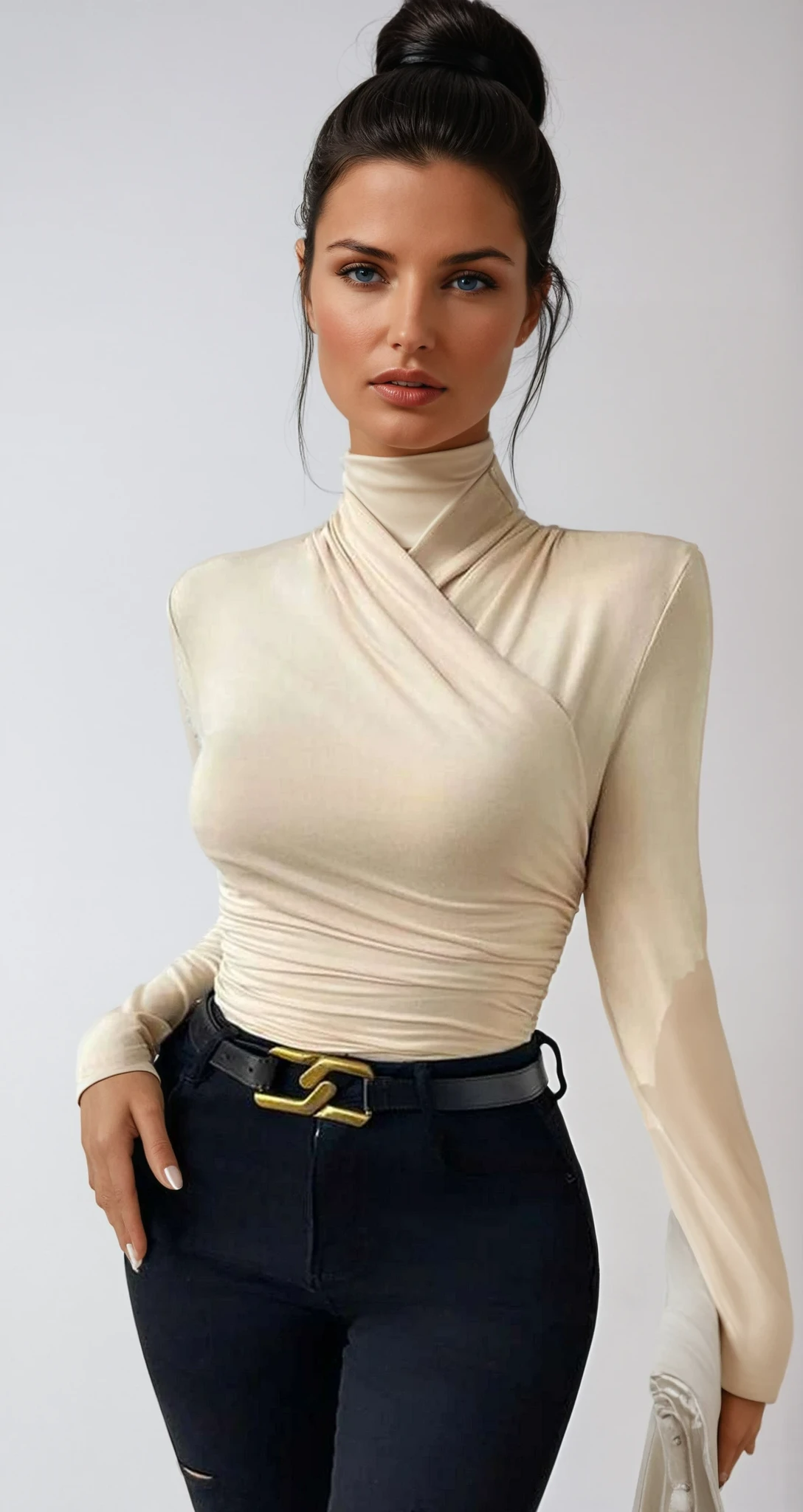 Draped Crossover Long Sleeve Top 0